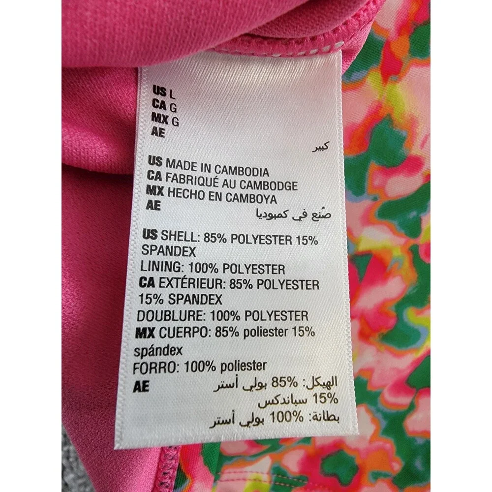 ID Ideology Blurred Floral Rash Guard Big Girls L Cerise Pink Half-Zip Closure
